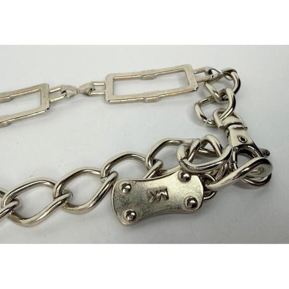 Michael Kors Adjustable Rectangle Silver-tone Metal Chain Belt - Picture 8 of 12